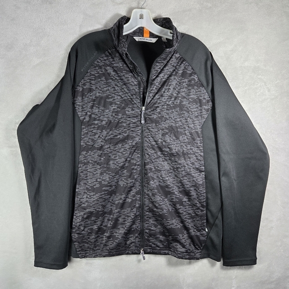 Peter Millar Jacket Men Large L Black Merge Elite Hybrid Golf Full Zip Stretch - Picture 1 of 12